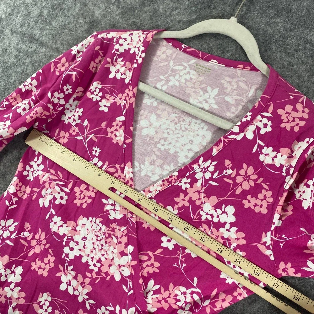 Garnet Hill Mini Dress XS Pink Floral Wrap V-Neck - Picture 5 of 10